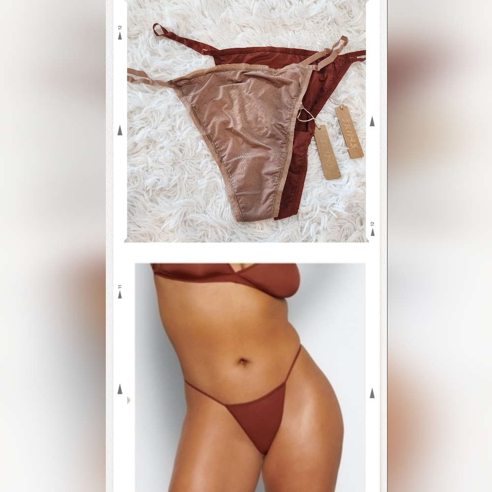 2pcs Skims JELLY SHEER T-STRING Thong/ SAFFRON  & SIENNA 4X NWT